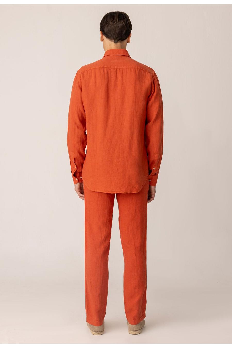 Camisa de lino para hombre ladrillo